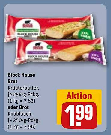 Block House Brot mit Kräuterbutter oder Knoblauch