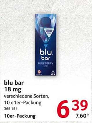 blu bar 18 mg - verschiedene Sorten, 10 x 1er-Packung