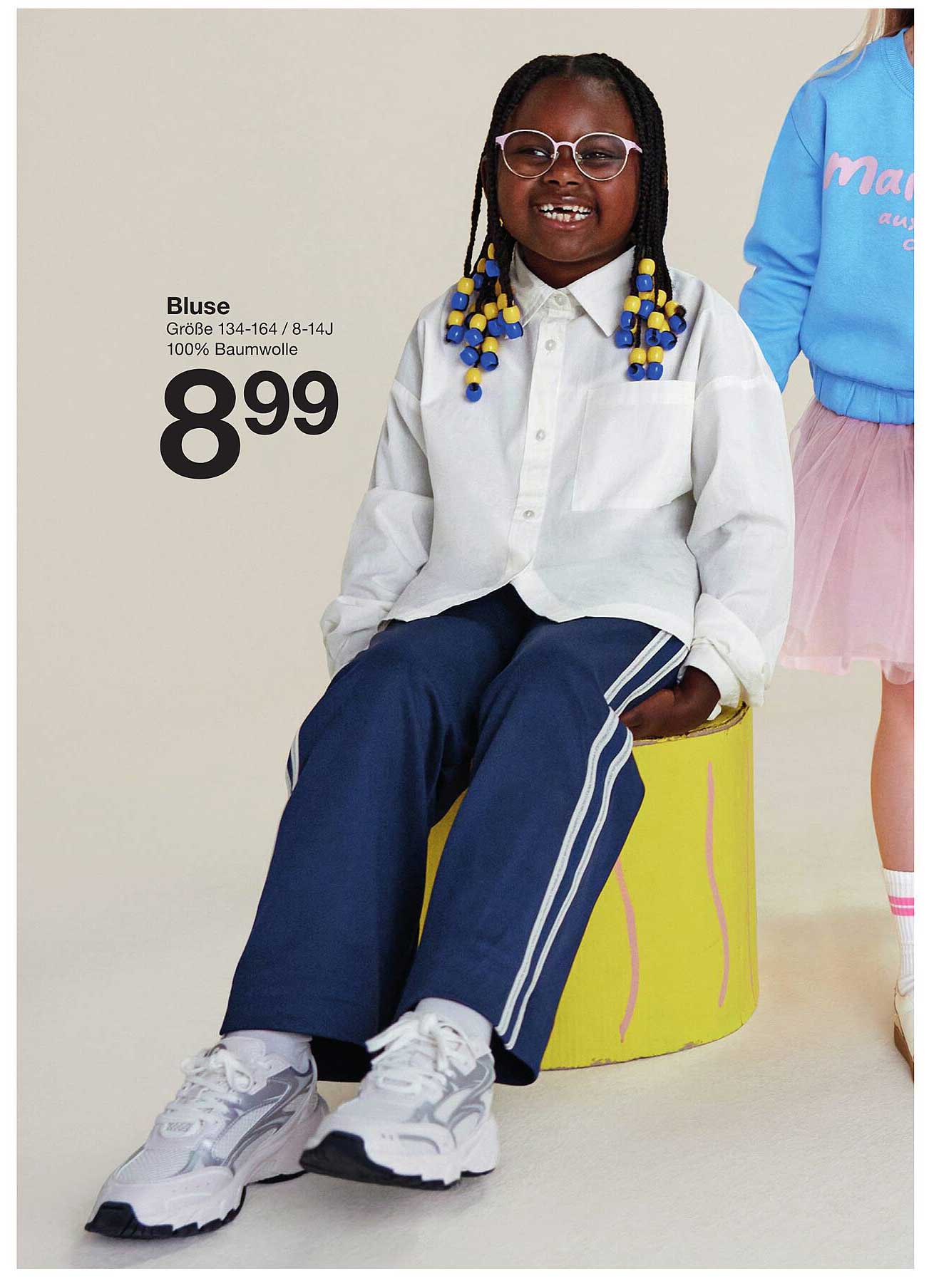 Bluse für Kinder, Größe 134-164 / 8-14J, 100% Baumwolle