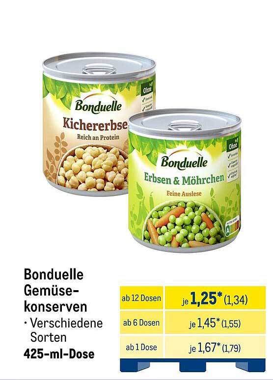 Bonduelle Gemüsekonserven 425-ml-Dose - Ab 1 Dose nur 1,67*€