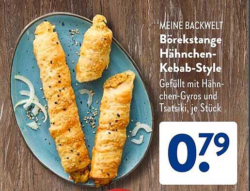Börekstange Hähnchen-Kebab-Style, gefüllt mit Hähnchen-Gyros und Tsatsiki, je Stück
