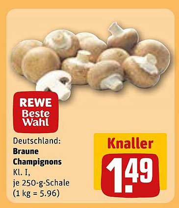 Braune Champignons Kl. I, je 250-g-Schale