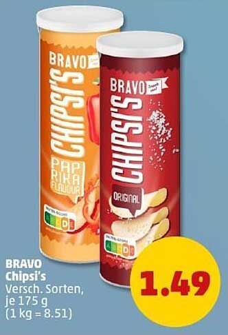 BRAVO Chipsi's - Verschiedene Sorten, je 175 g