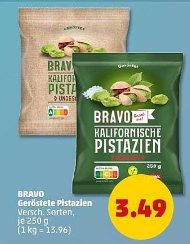 BRAVO Geröstete Pistazien Verschiedene Sorten, je 250 g