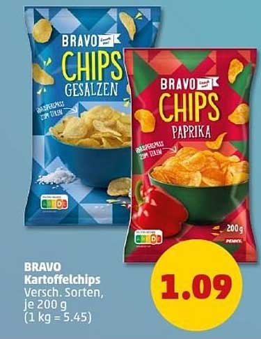 BRAVO Kartoffelchips Versch. Sorten, je 200 g