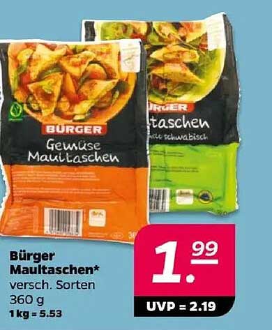 Bürger Maultaschen – verschiedene Sorten