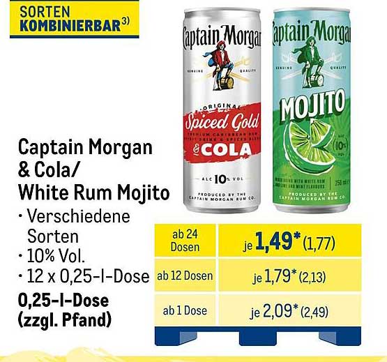 Captain Morgan & Cola/White Rum Mojito - verschiedene Sorten