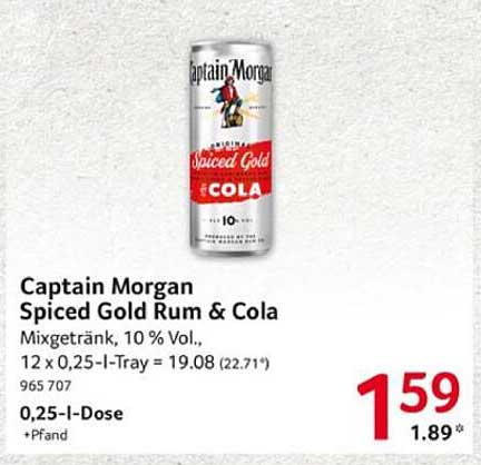 Captain Morgan Spiced Gold Rum & Cola Mixgetränk, 10 % Vol.
