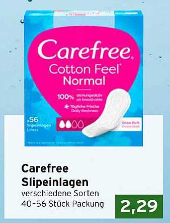 Carefree Slipeinlagen verschiedene Sorten 40-56 Stück Packung