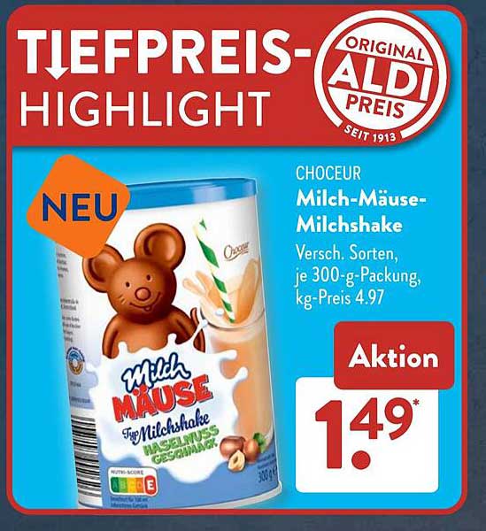 Chocoeur Milch-Mäuse-Milchshake 300 g