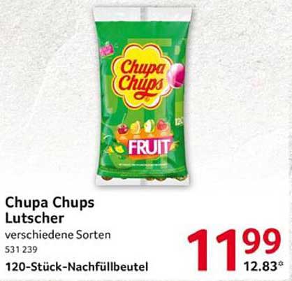 Chupa Chups Lutscher - verschiedene Sorten 120-Stück-Nachfüllbeutel