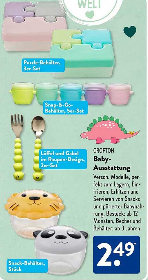 CROFTON Baby-Ausstattung - Verschiedene Modelle zum Lagern, Einfrieren und Servieren