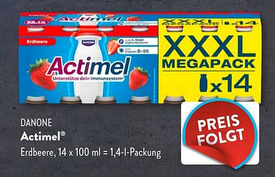 Danone Actimel Erdbeere, 14 x 100 ml Megapack