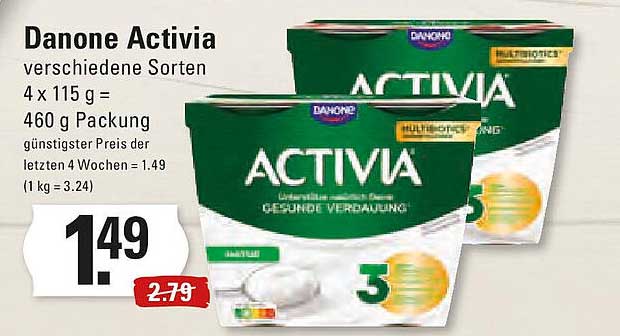 Danone Activia verschiedene Sorten 4 x 115 g = 460 g Packung