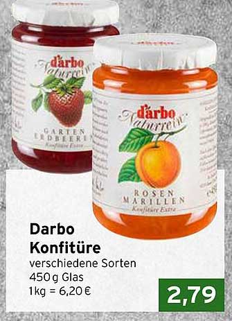 Darbo Konfitüre verschiedene Sorten 450 g Glas