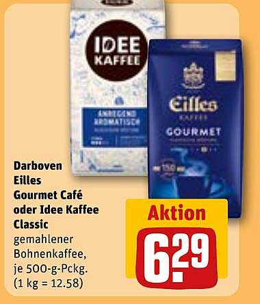 Darboven Eilles Gourmet Café oder Idee Kaffee Classic, gemahlener Bohnenkaffee, je 500-g-Packung