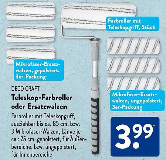 DECO CRAFT Teleskop-Farbroller oder Ersatzwalzen