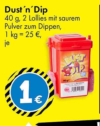 Dust n' Dip - 40 g, 2 Lollies mit saurem Pulver zum Dippen