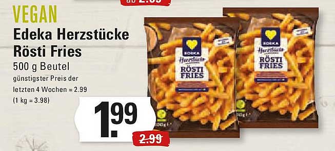 Edeka Herzstücke Rösti Fries 500 g Beutel - vegan