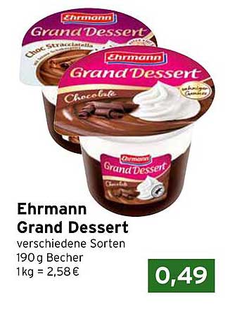 Ehrmann Grand Dessert verschiedene Sorten 190 g Becher
