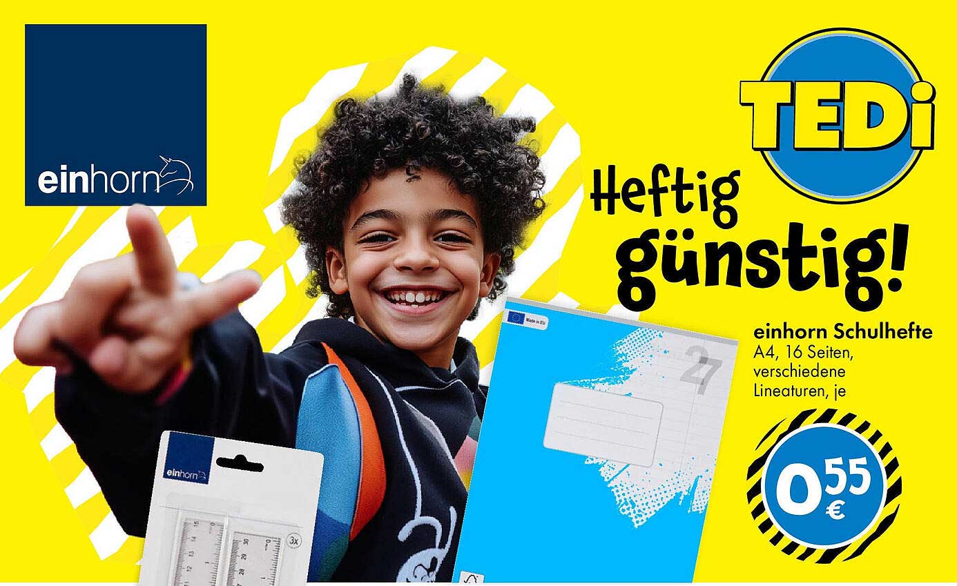 einhorn Schulhefte A4, 16 Seiten, verschiedene Lineaturen