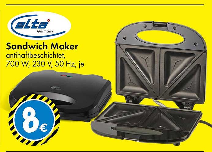 Eltac Sandwich Maker antithaftbeschichtet, 700 W