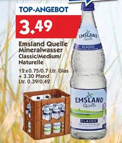 Emsland Quelle Mineralwasser Classic/Medium/Naturelle - 12er-Pack
