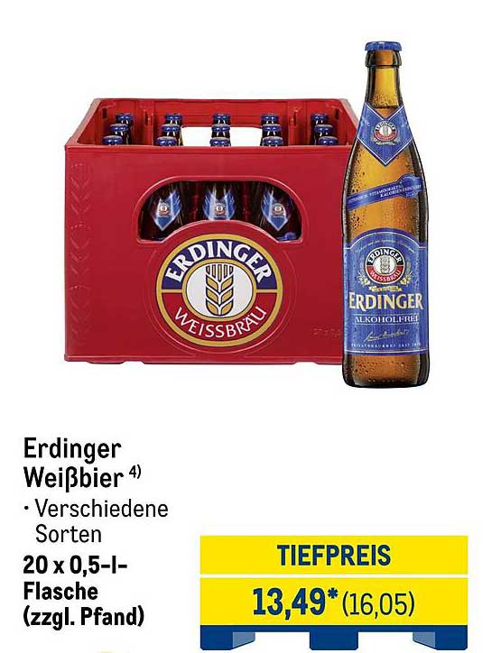 Erdinger Weißbier 20 x 0,5-l- Flasche (zzgl. Pfand)