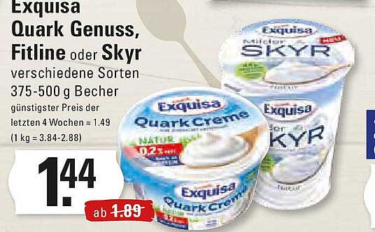 Exquisa Quark Genuss, Fitline oder Skyr - verschiedene Sorten