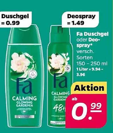 Fa Duschgel oder Deospray Calming Glowing Gardenia