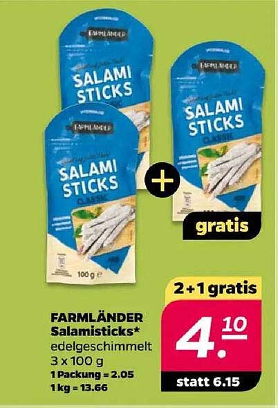 FARMLÄNDER Salamisticks* edelgeschnitten 3 x 100 g