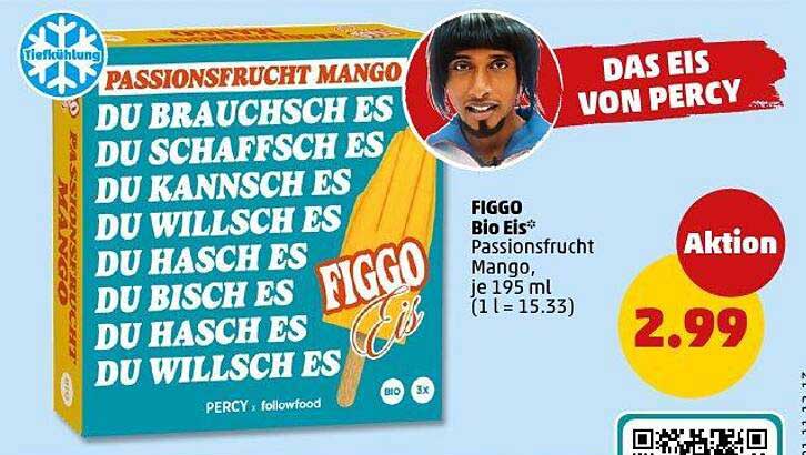 FIGGO Bio Eis Passionsfrucht Mango, 195 ml