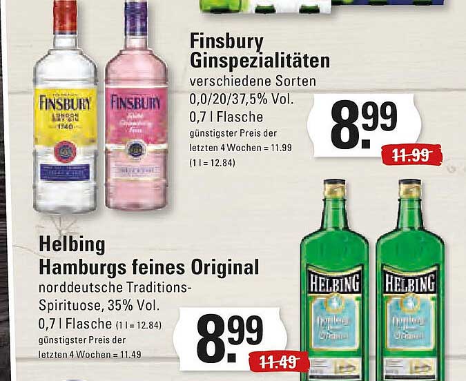 Finsbury Ginspezialitäten und Helbing Hamburgs feines Original