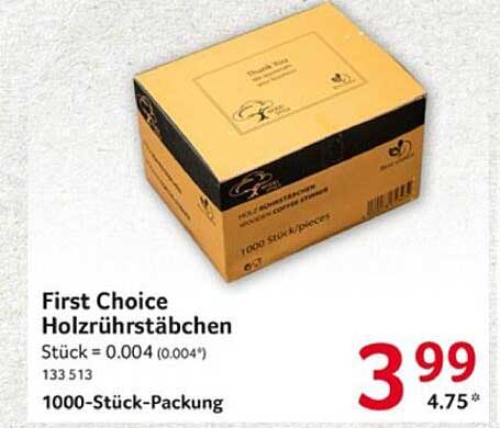 First Choice Holzrührstäbchen 1000-Stück-Packung