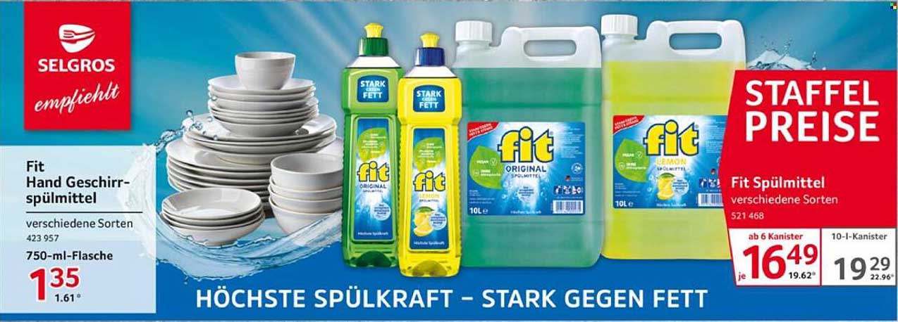 Fit Hand Geschirrspülmittel verschiedene Sorten 750-ml-Flasche