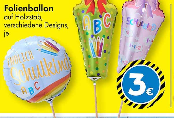 Folienballon auf Holzstab, verschiedene Designs, je