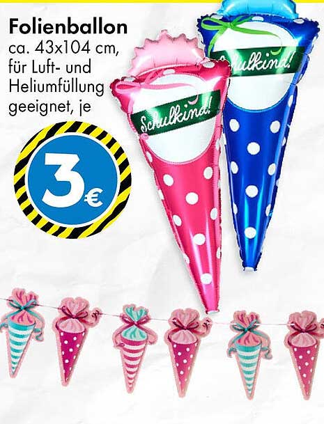 Folienballon Schulkind, ca. 43x104 cm, für Luft- und Heliumfüllung geeignet