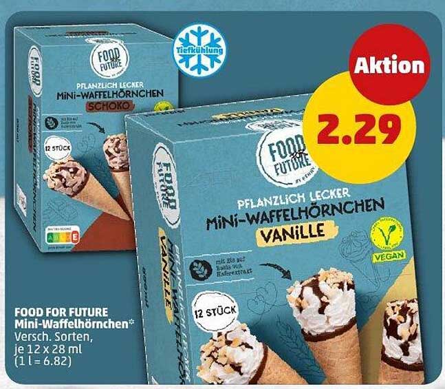 FOOD FOR FUTURE Mini-Waffelhörnchen Versch. Sorten, je 12 x 28 ml