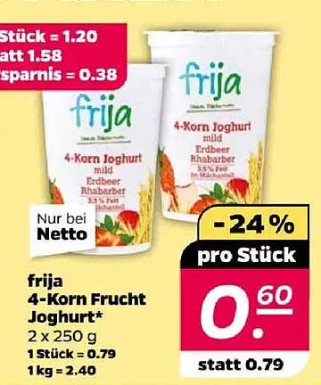 frija 4-Korn Frucht Jogurt* 2 x 250 g