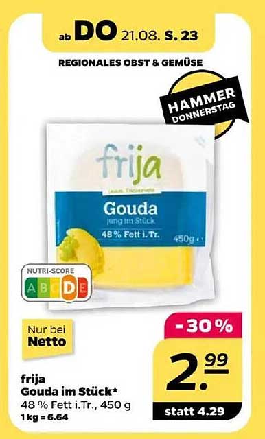 frija Gouda im Stück, 450 g
