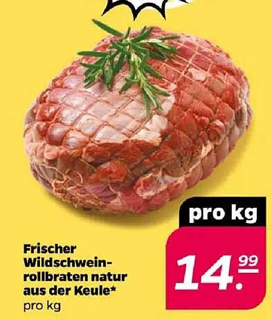 Frischer Wildschweinrollbraten natur aus der Keule