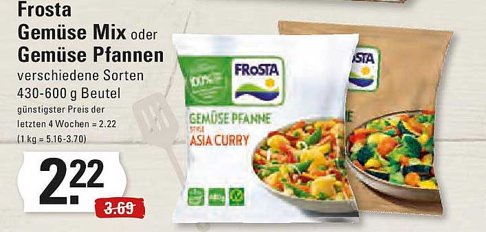 Frosta Gemüse Mix oder Gemüse Pfannen - verschiedene Sorten 430-600 g Beutel