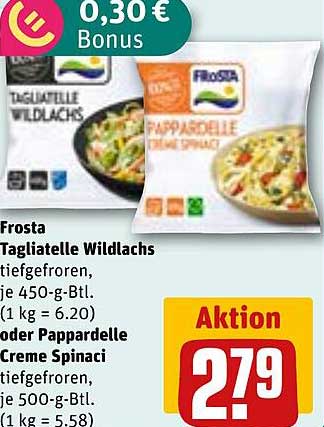 Frosta Tagiatelle Wildlachs oder Pappardelle Creme Spinaci - Aktionspreis