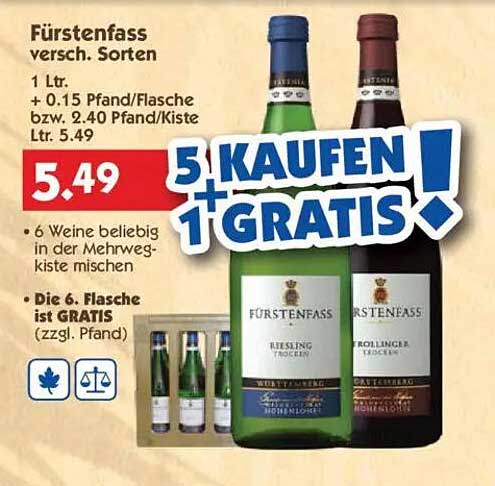 Fürstenfass Riesling und Rotling trocken – 5 kaufen, 1 gratis!