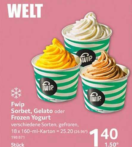 Fwip Sorbet, Gelato oder Frozen Yogurt, 18 x 160-ml-Karton