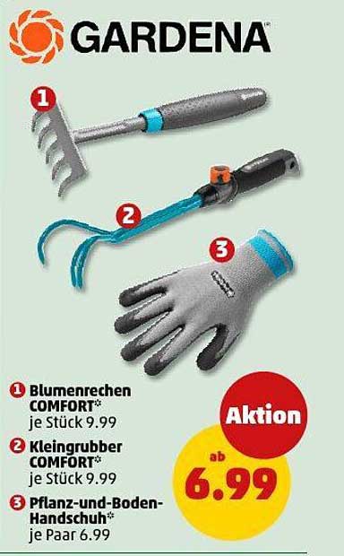 Gardena Gartenwerkzeuge: Blumenrechen, Kleingrubber und Pflanz- und Bodenhandschuhe