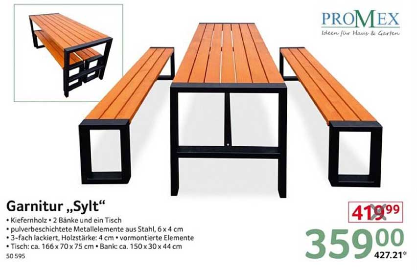 Garnitur „Sylt“ - 2 Bänke und ein Tisch aus Kiefernholz