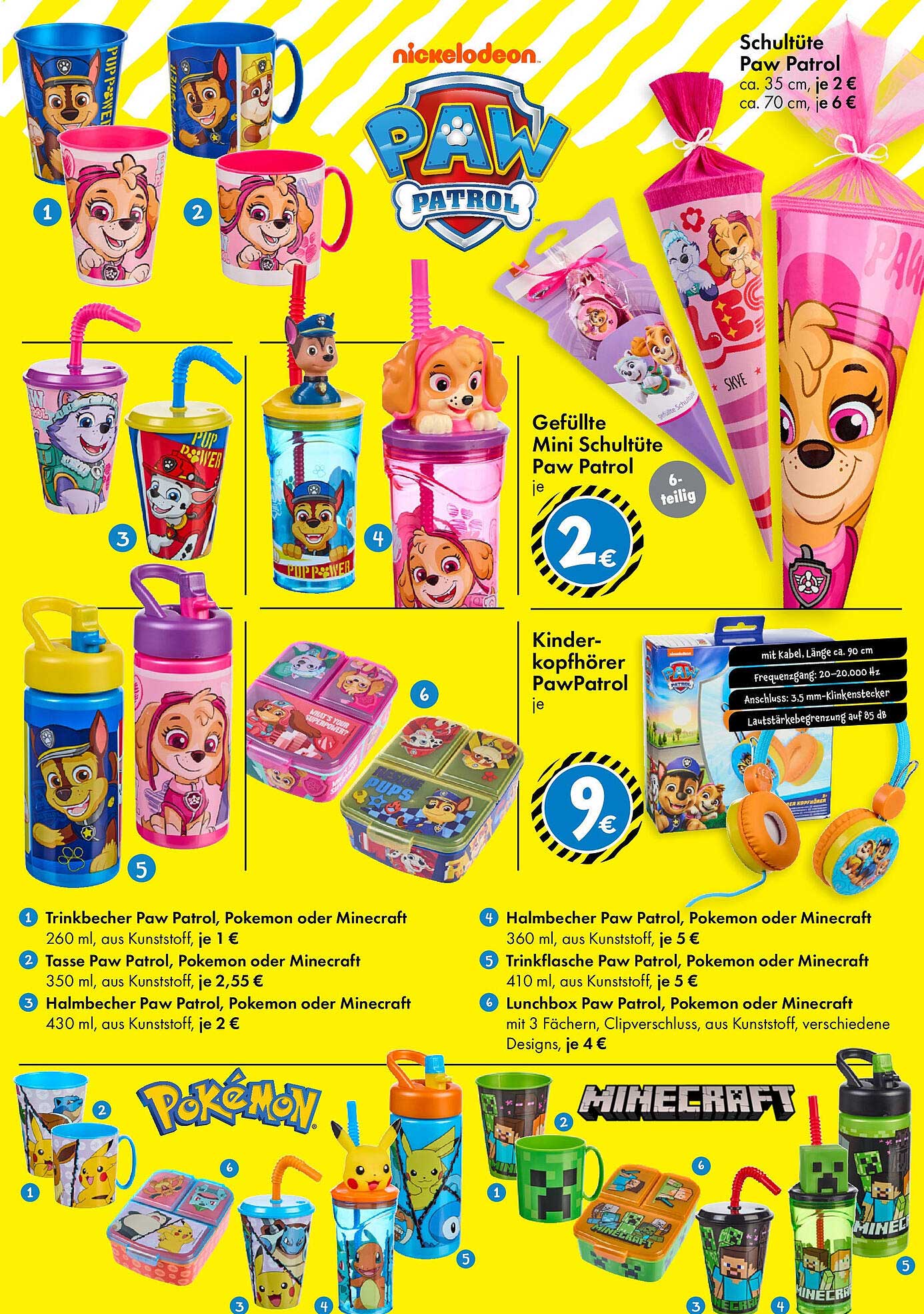 Gefüllte Mini Schultüte Paw Patrol 6-teilig