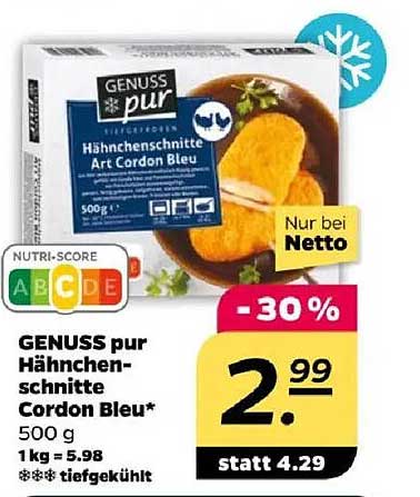GENUSS pur Hähnchenschnitte Cordon Bleu 500 g