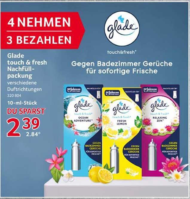 Glade touch & fresh Nachfüllpackung - 4 nehmen, 3 bezahlen!